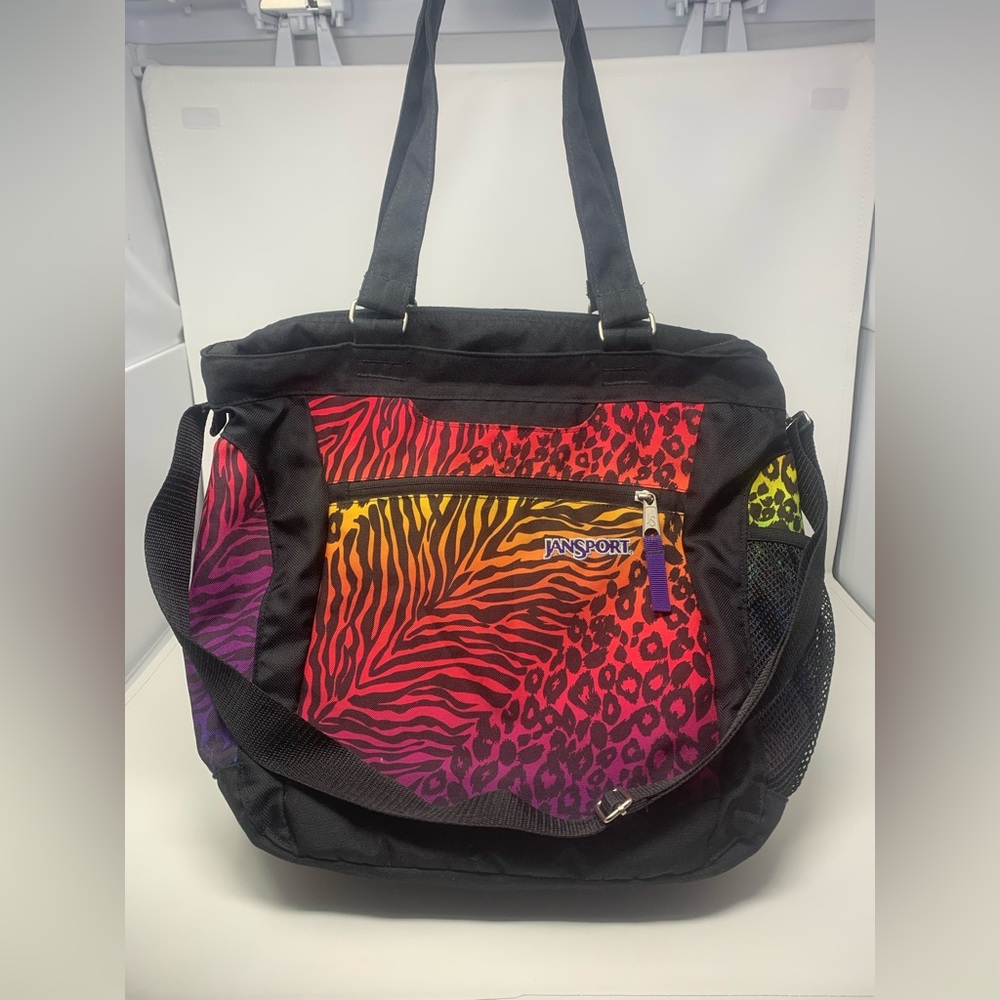 Vintage Jansport Large shoulder Bag  Animal Print Cheetah Leopard Canvas